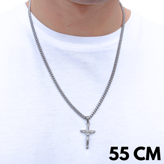 ZESTAW - Cuban 4mm + Zawieszka Crucifix