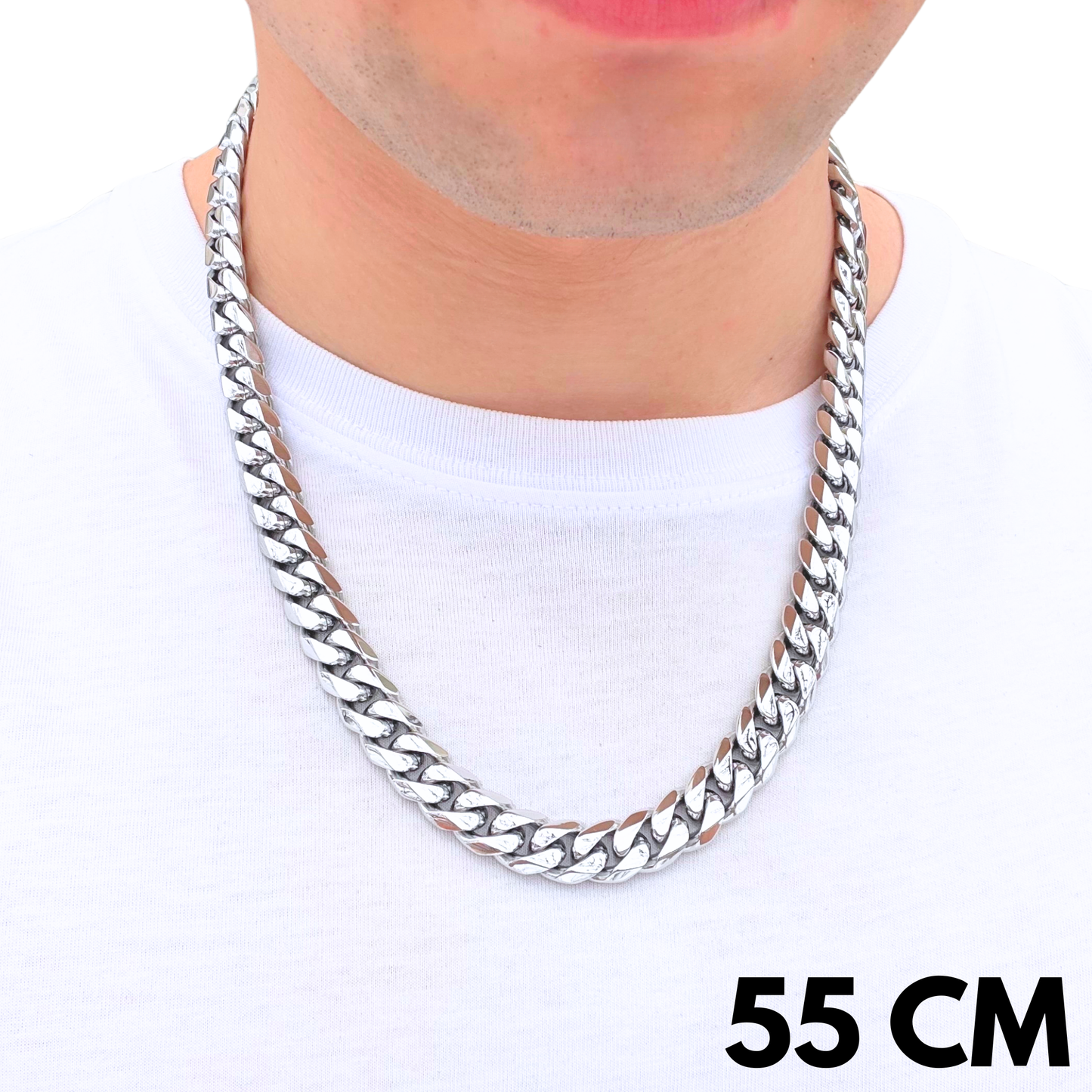 Łańcuch Cuban Białe Złoto - 12mm