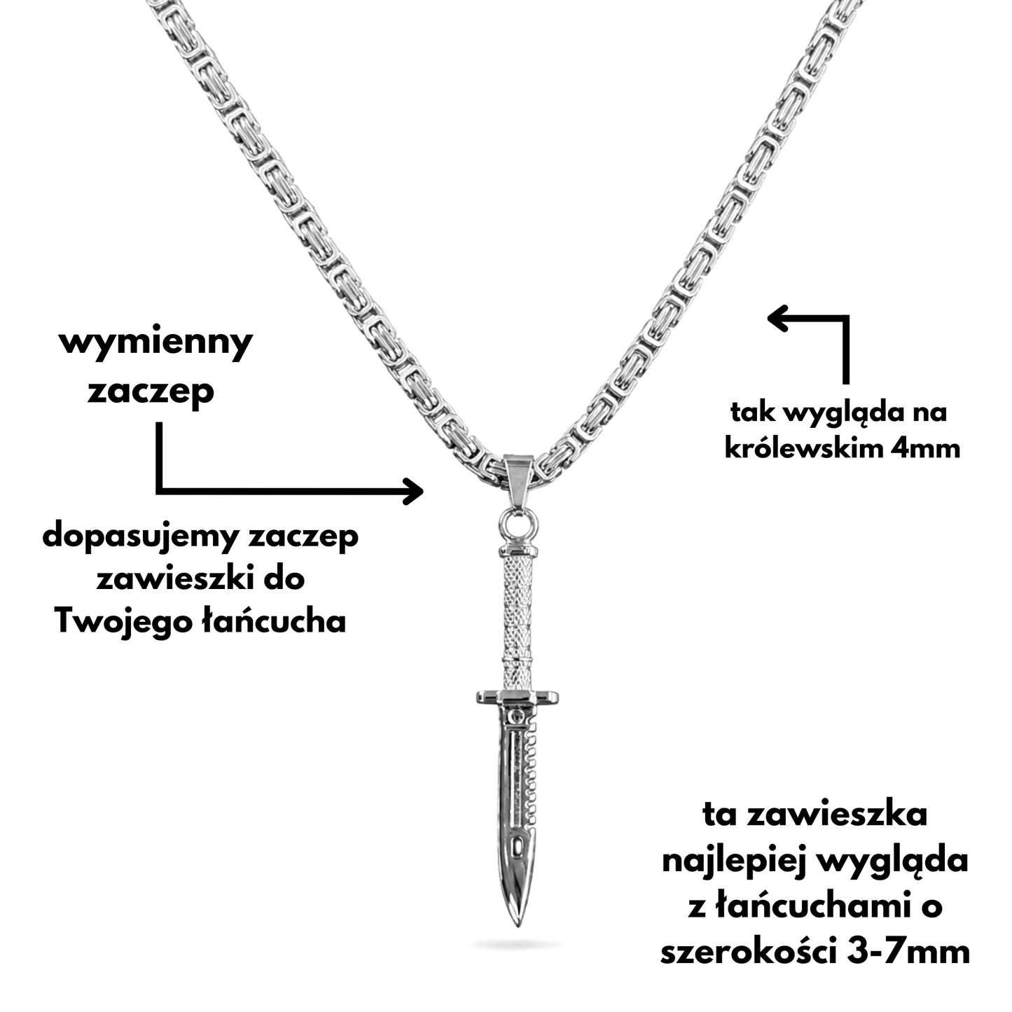 Zawieszka Knife Białe Złoto