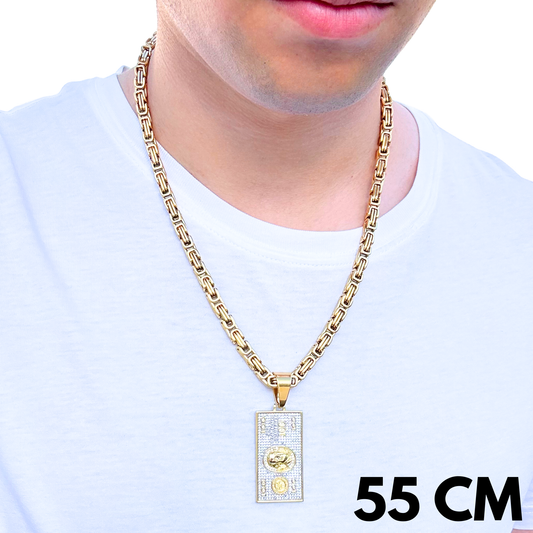 ZESTAW - Królewski Złoty 6mm + Zawieszka Dollar Złota