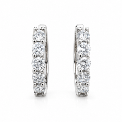 Kolczyki Diamond Hoop z moissanitem 2.0 ct S925 Białe Złoto Damskie