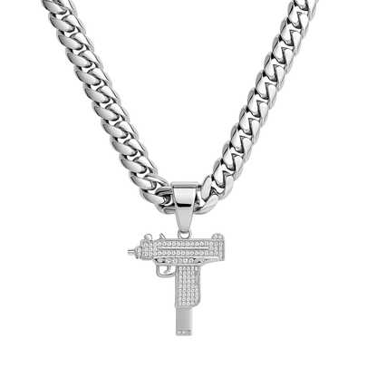 Zawieszka UZI Białe Złoto