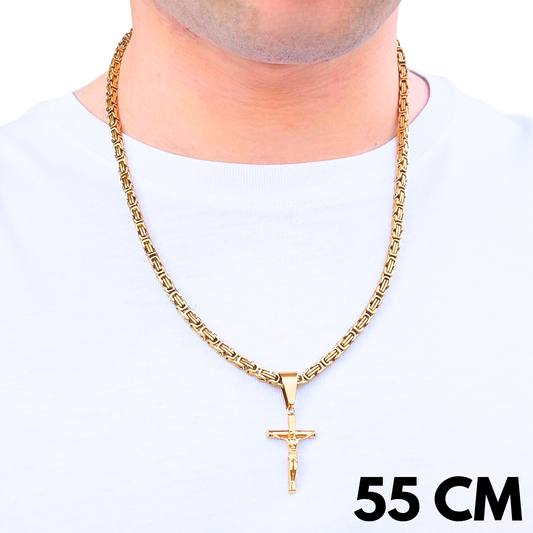 ZESTAW - Królewski Złoty 4mm + Zawieszka Crucifix Złota