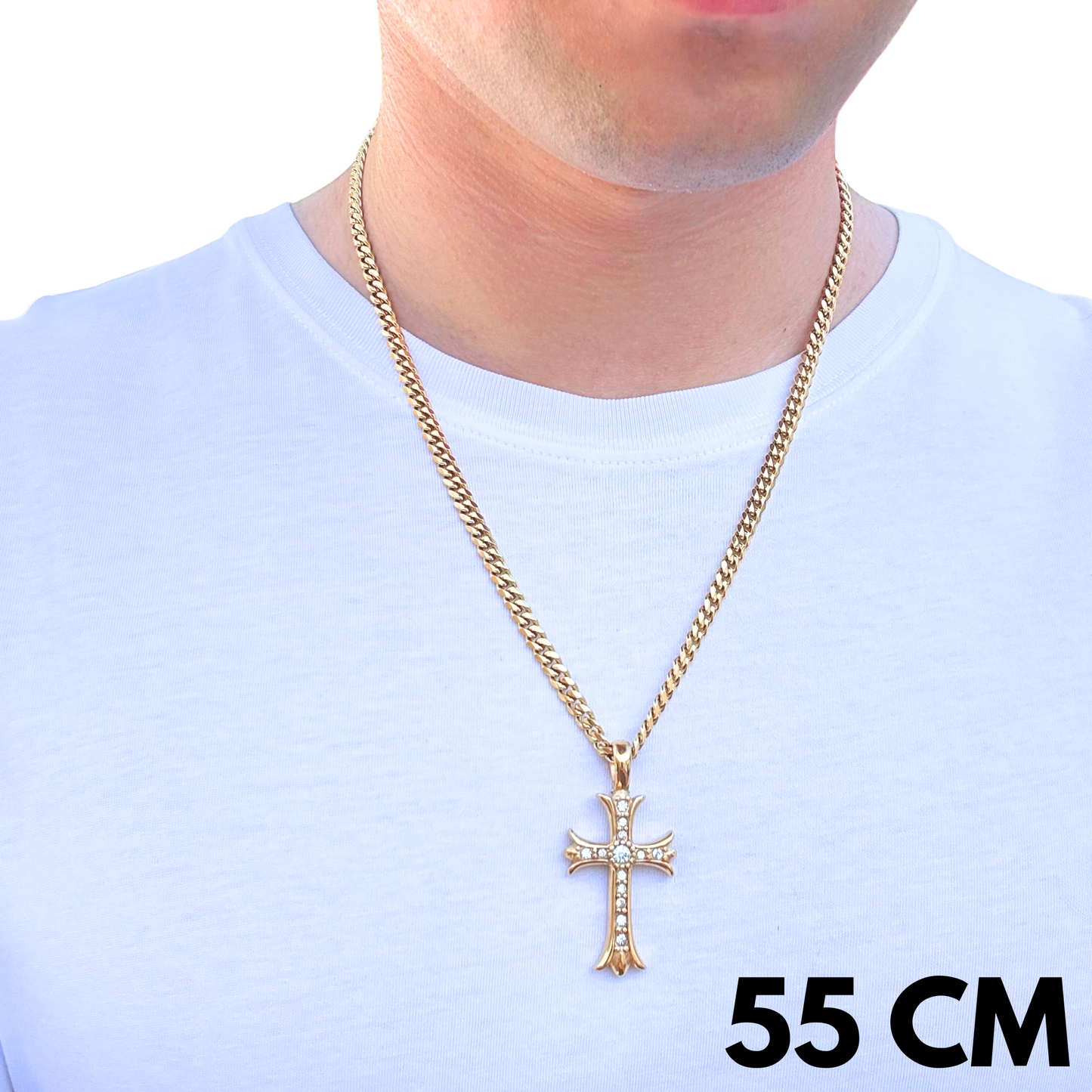 ZESTAW - Cuban Złoty 5mm + Zawieszka Medieval Cross Złota