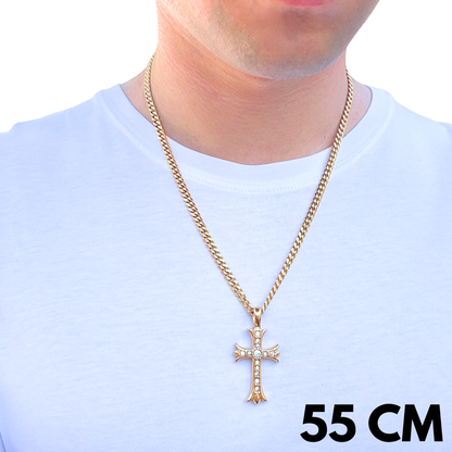 ZESTAW - Cuban Złoty 5mm + Zawieszka Medieval Cross Złota