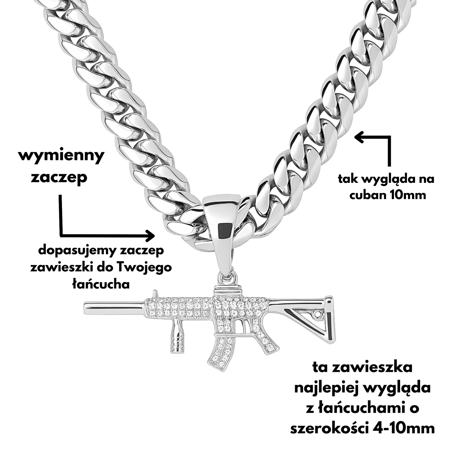 Zawieszka M4 Białe Złoto