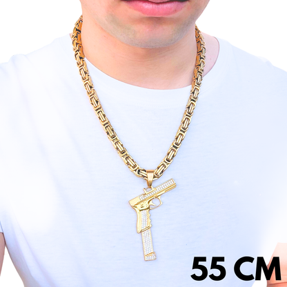 ZESTAW - Królewski Złoty 8mm + Zawieszka Glock Złota