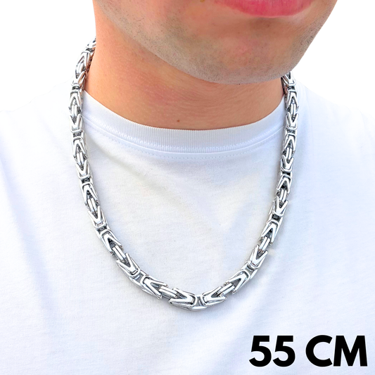 Łańcuch Cesarski Białe Złoto - 8mm