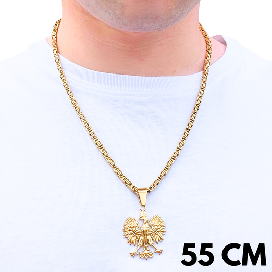 ZESTAW - Królewski Złoty 4mm + Zawieszka Orzeł Złota