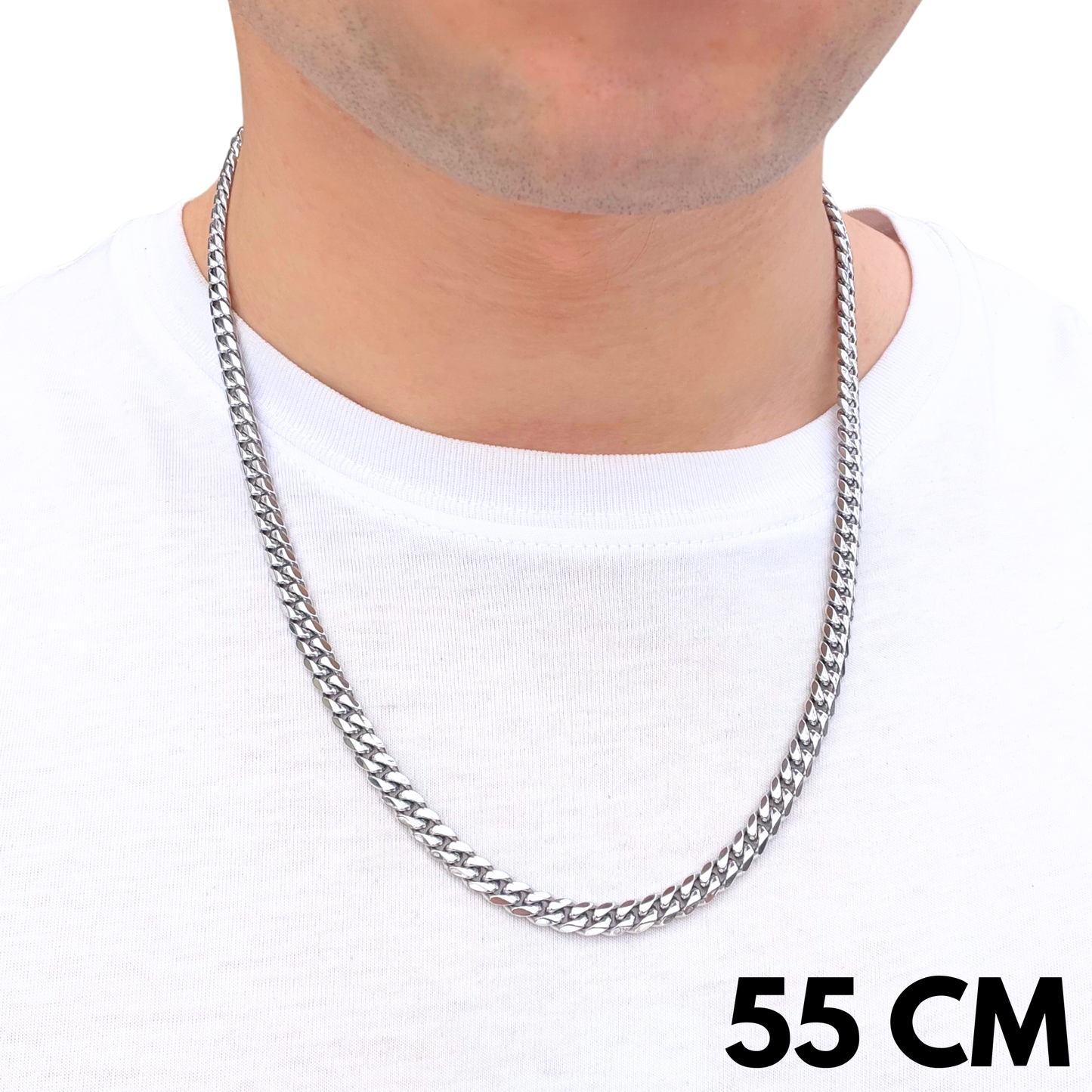 Łańcuch Cuban Białe Złoto - 6mm