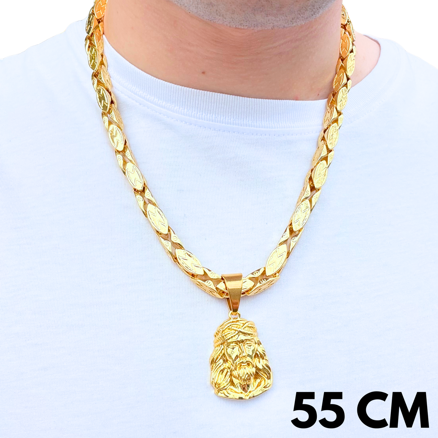 ZESTAW - Magnacki 7 mm Złoty + Zawieszka Jezus Thorn Złota