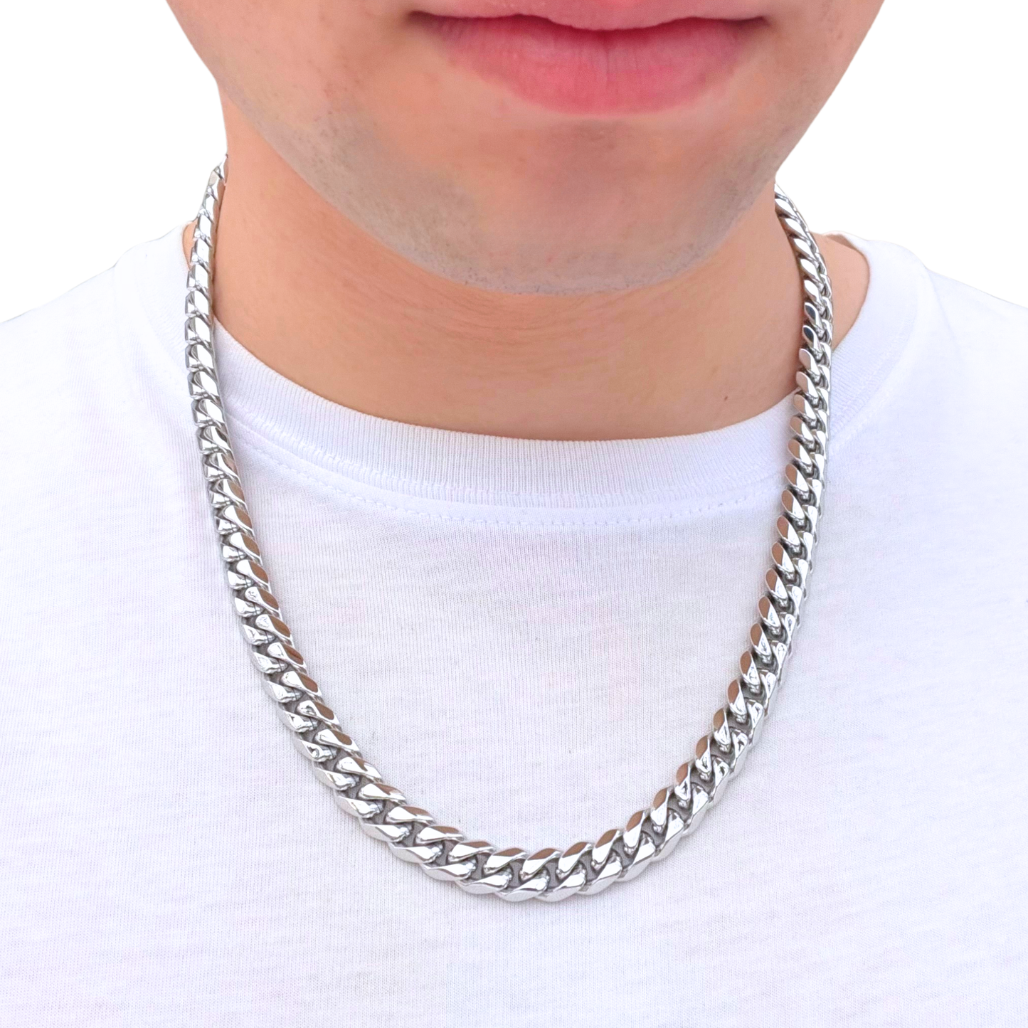 Łańcuch Cuban Białe Złoto - 10mm