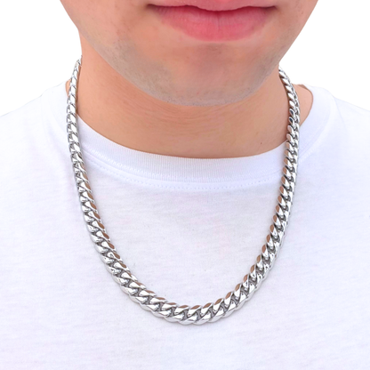 Łańcuch Cuban Białe Złoto - 10mm