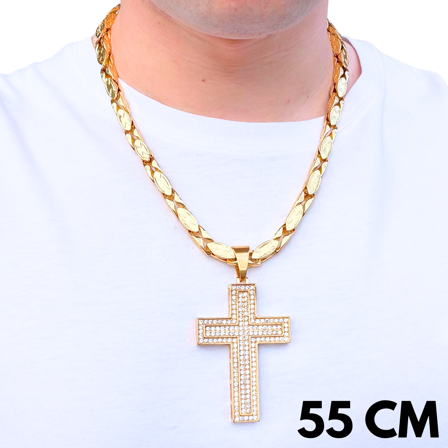 ZESTAW - Magnacki 7 mm Złoty + Zawieszka Loyalty Cross Złota