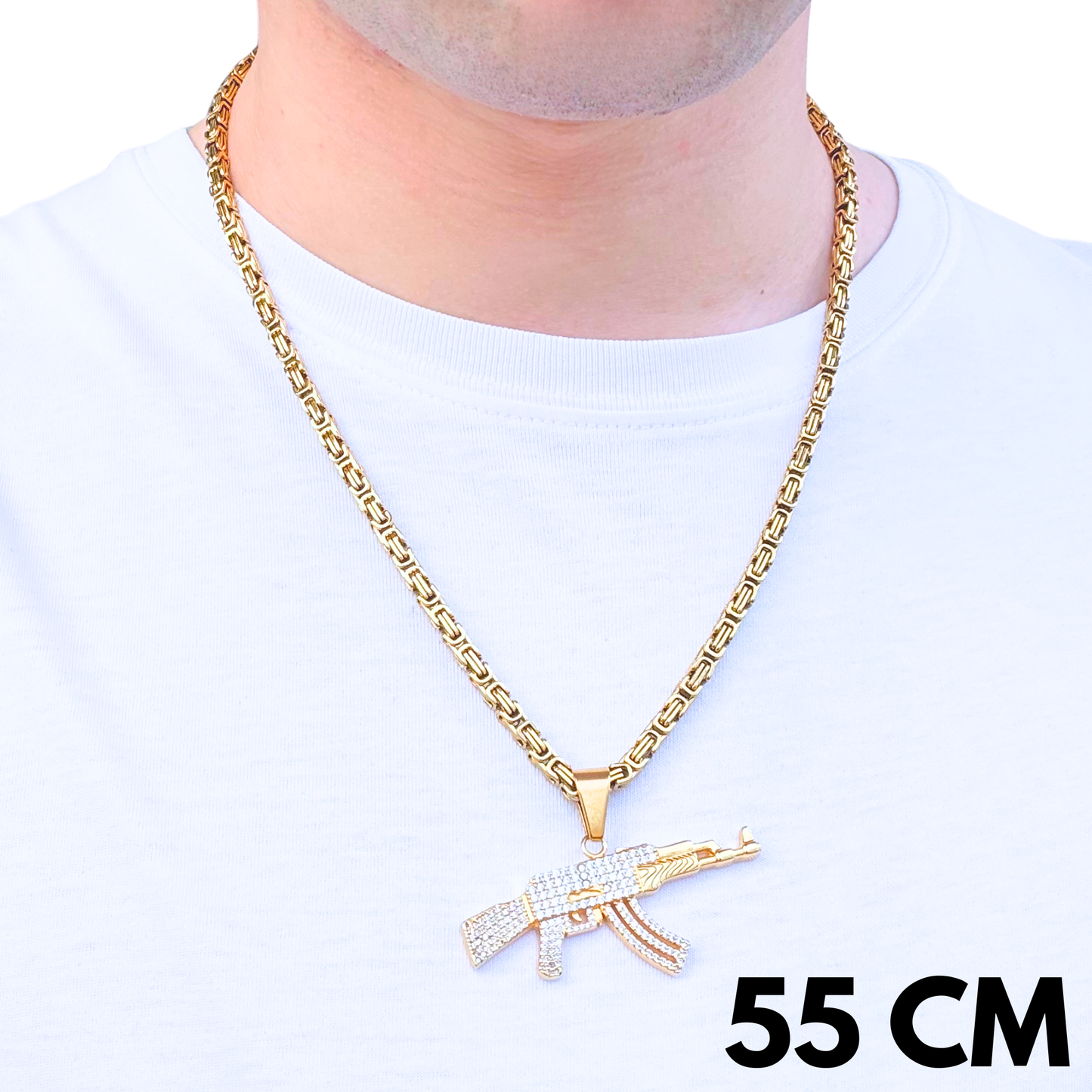 ZESTAW - Królewski Złoty 4mm + Zawieszka AK Złota