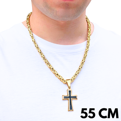 ZESTAW - Królewski Złoty 6mm + Zawieszka Black Cross Złota