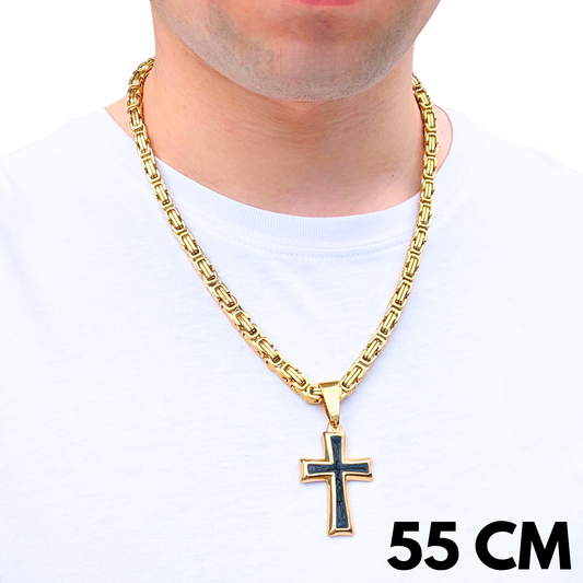 ZESTAW - Królewski Złoty 6mm + Zawieszka Black Cross Złota