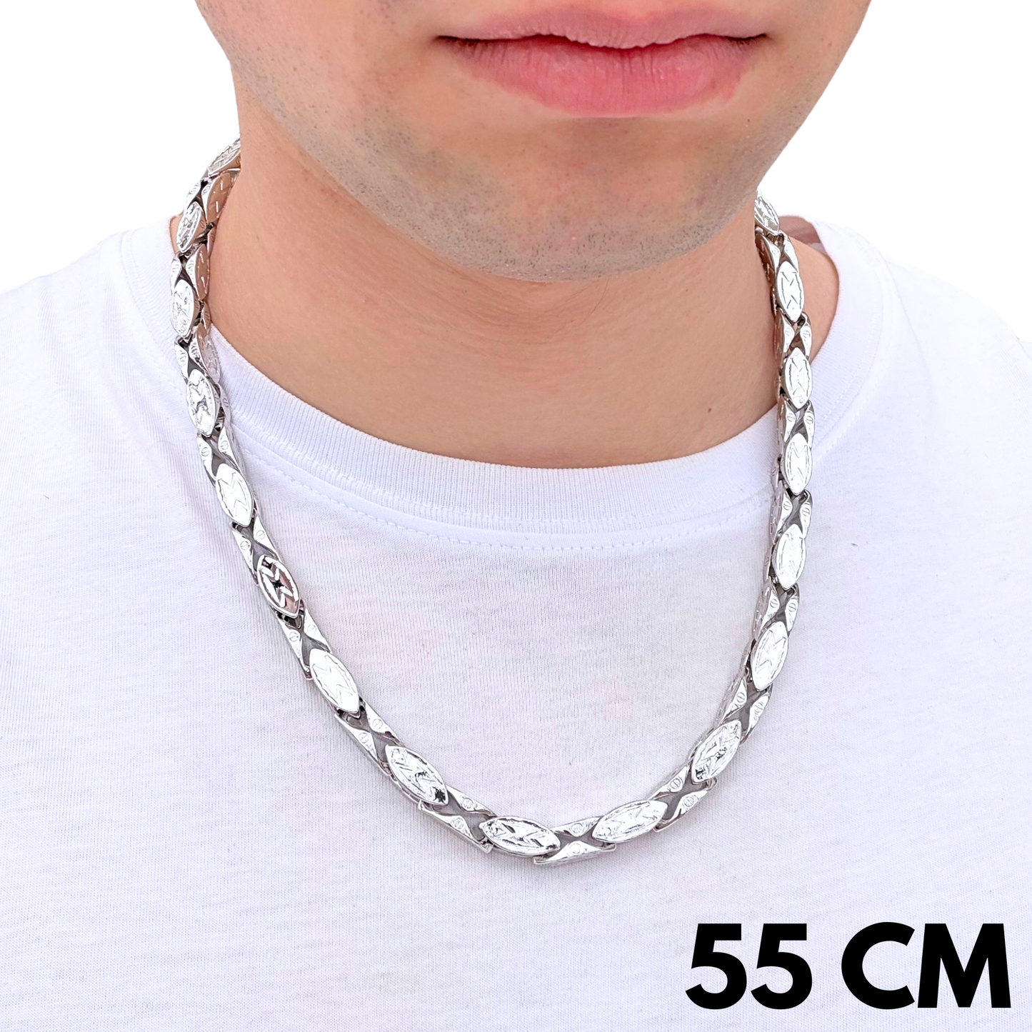 Łańcuch Magnacki Białe Złoto - 7mm