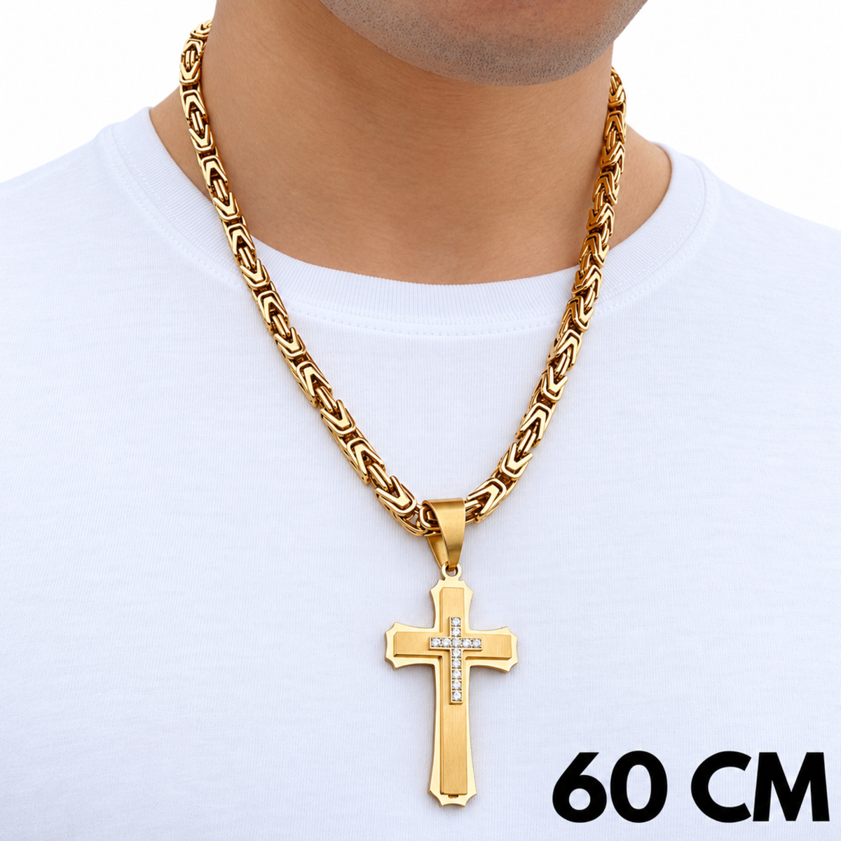 ZESTAW - Cesarski Złoty 6mm + Zawieszka Royal Cross Złota