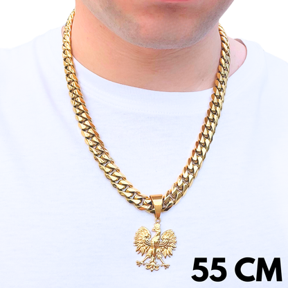 ZESTAW - Cuban Złoty 12mm + Zawieszka Orzeł Złota