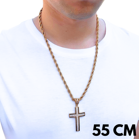 ZESTAW - Rope 6 mm Złoty + Zawieszka Glory Cross Złota