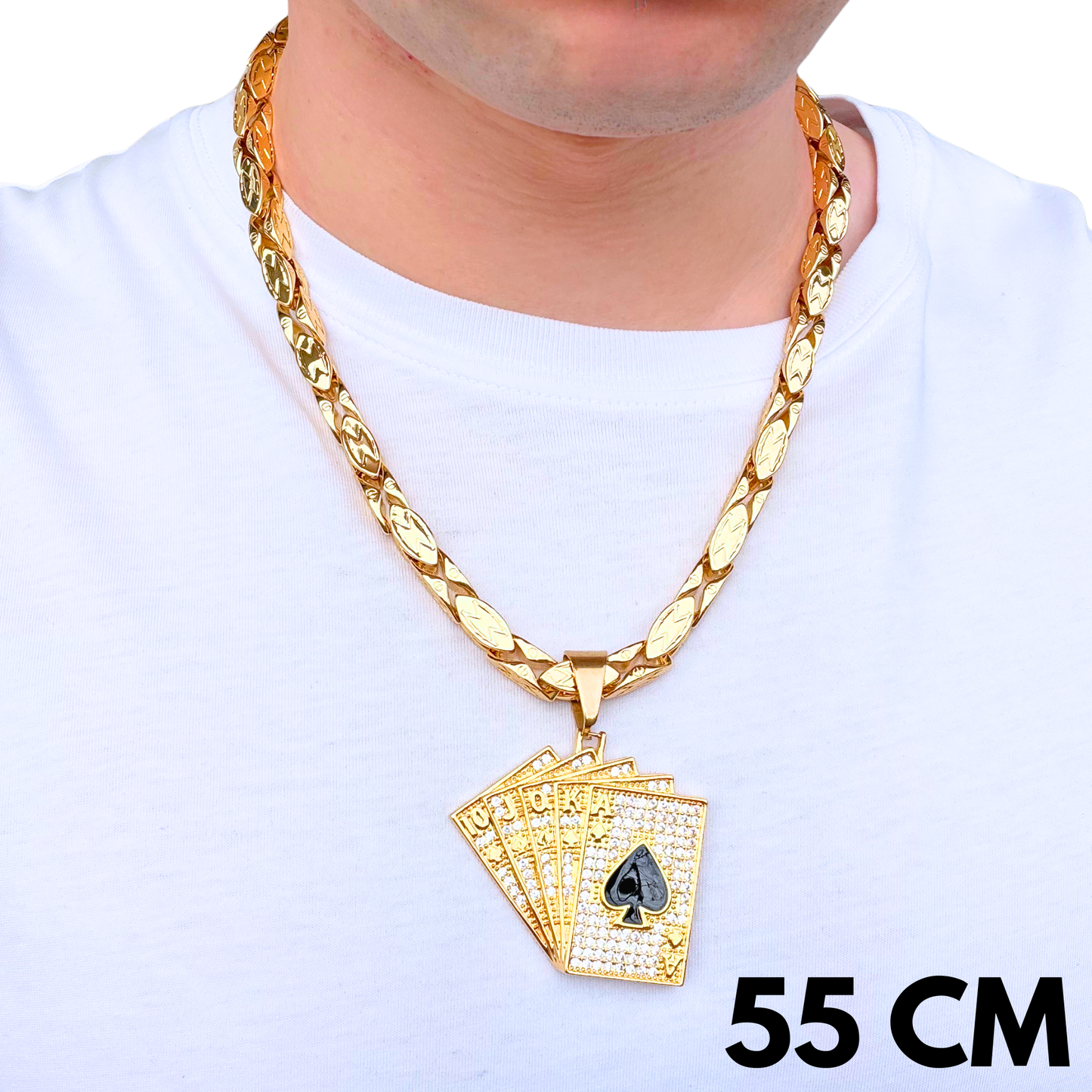 ZESTAW - Magnacki 7 mm Złoty + Zawieszka Poker Złota