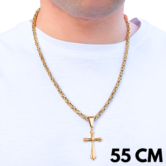 ZESTAW - Królewski Złoty 4mm + Zawieszka Grace Cross Złota