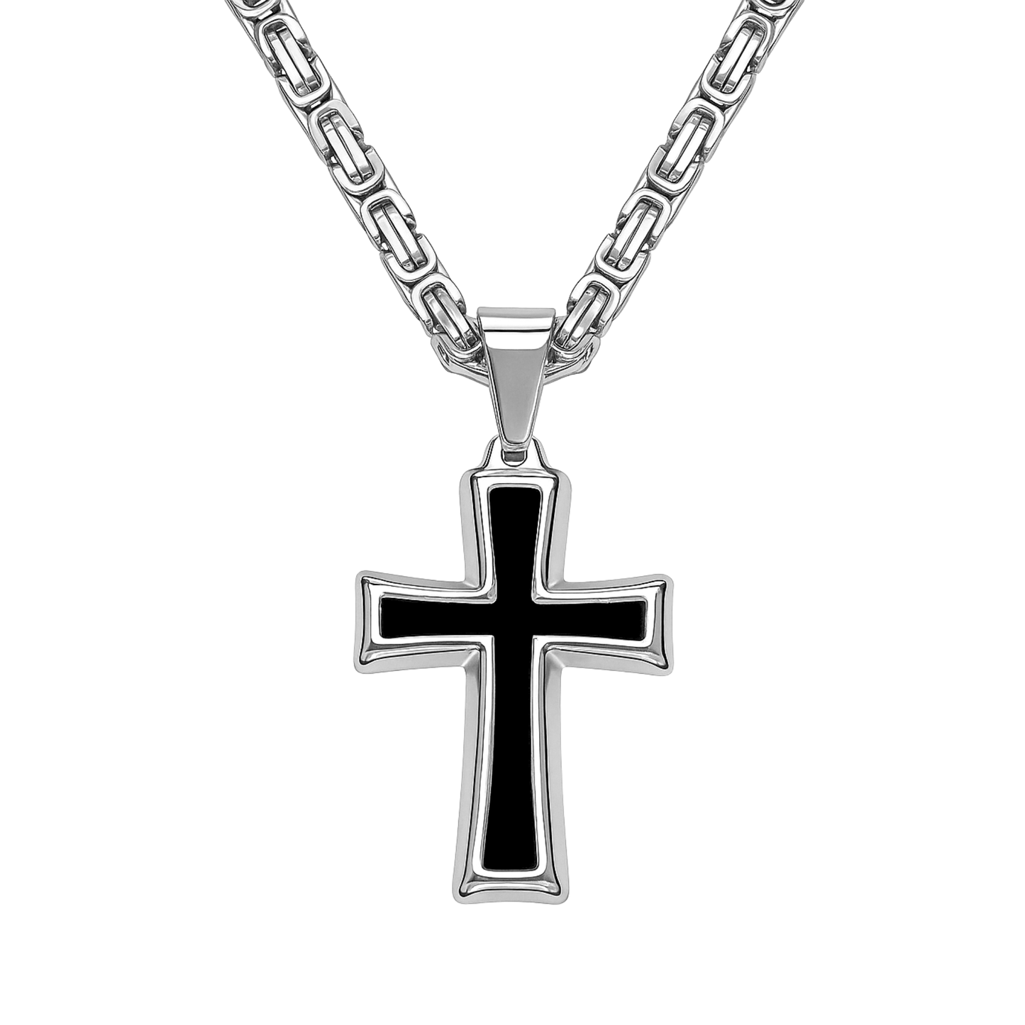 Zawieszka Black Cross Białe Złoto