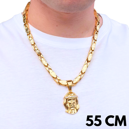 ZESTAW - Magnacki 7 mm Złoty + Zawieszka Jezus Diamond Crown Złota