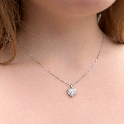 Naszyjnik Diamentowe Serce z Moissanitem 1 karat S925 Białe Złoto Damski