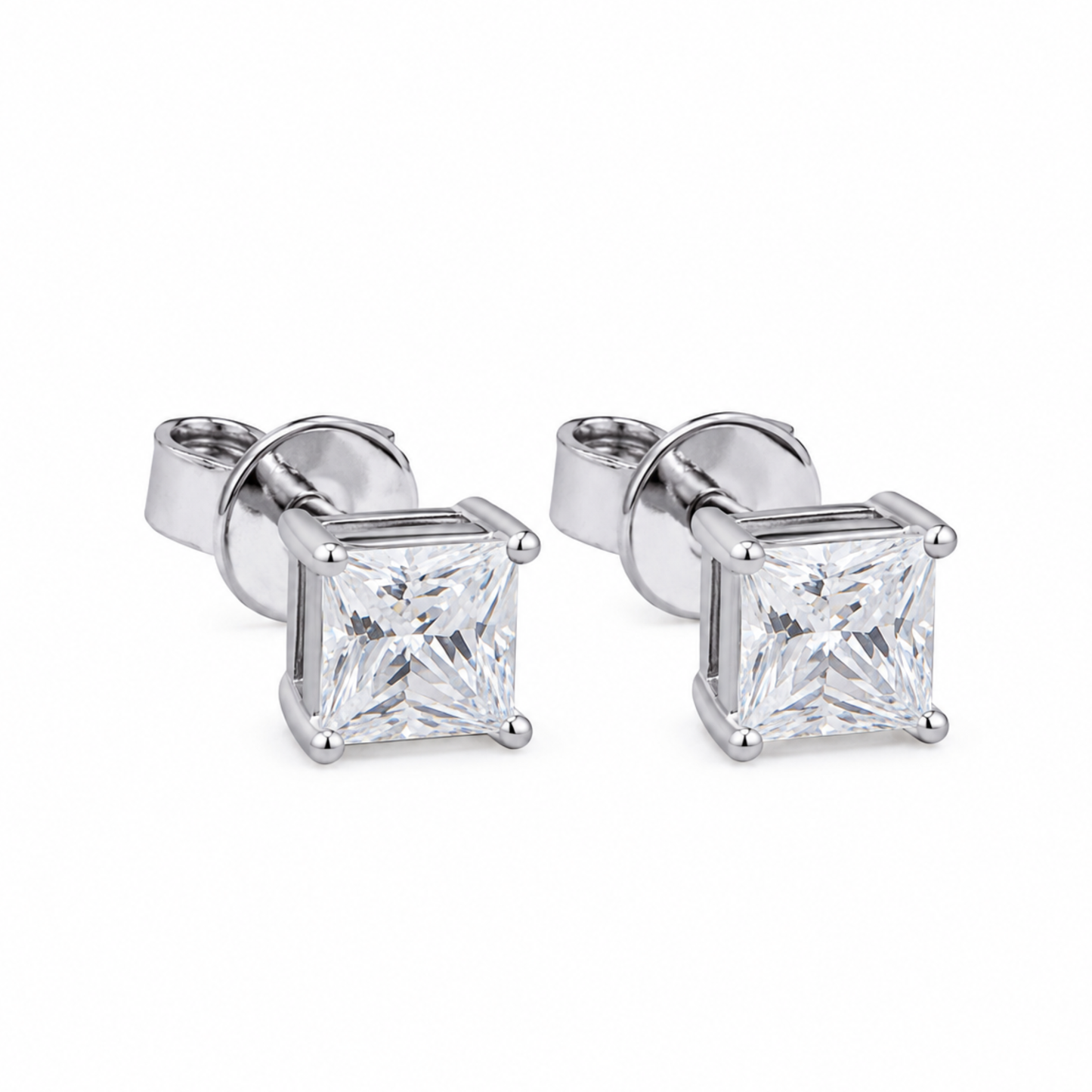 Kolczyki Crystal Square z Moissanitem 1 karat S925 Białe Złoto Damskie