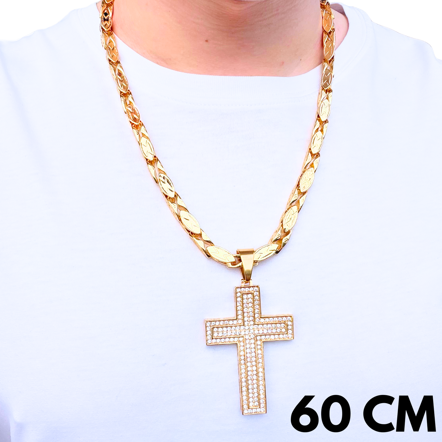 ZESTAW - Magnacki 7 mm Złoty + Zawieszka Loyalty Cross Złota