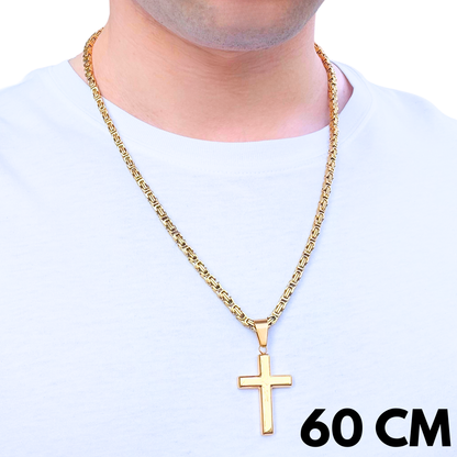 ZESTAW - Królewski Złoty 4mm + Zawieszka Clean Cross Złota