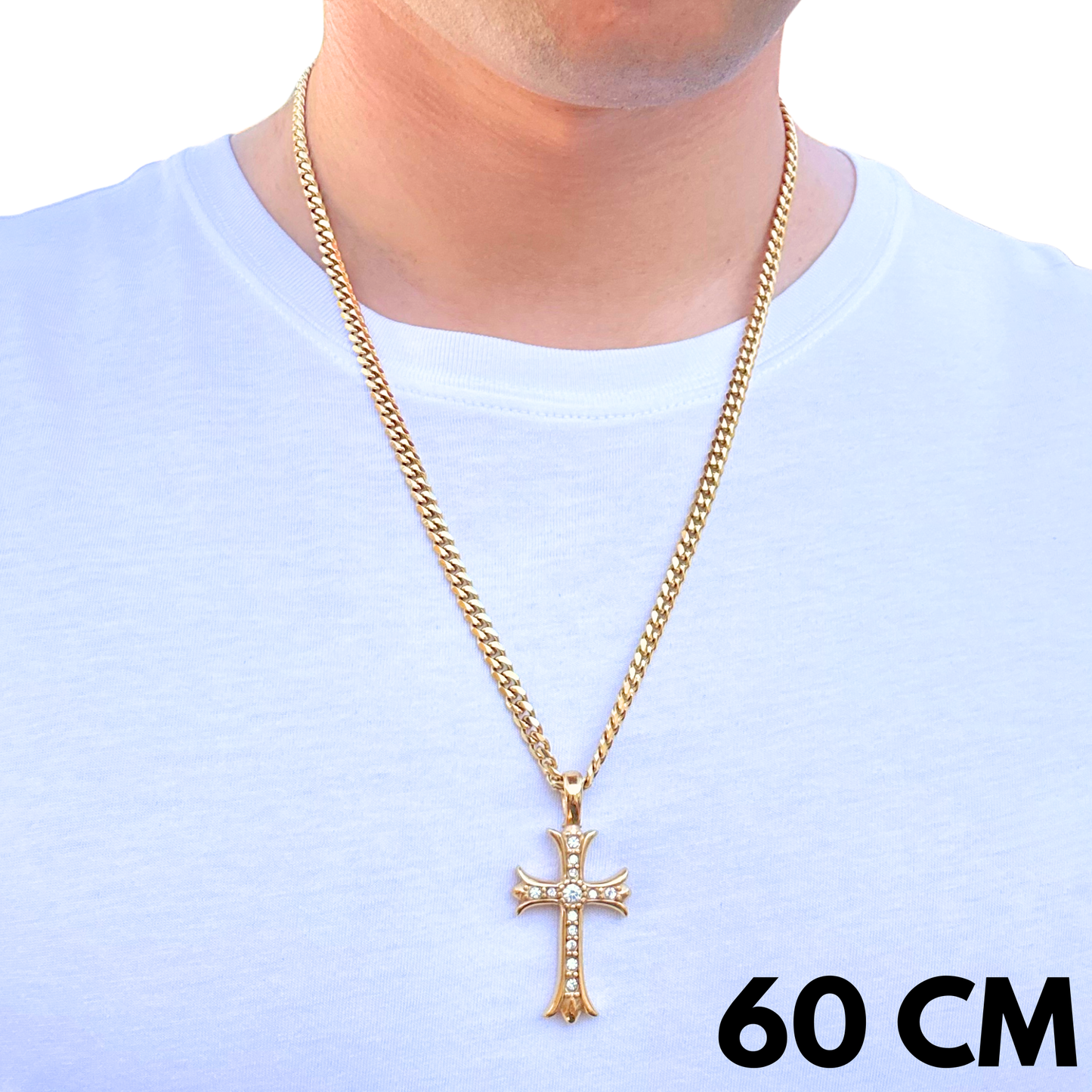 ZESTAW - Cuban Złoty 5mm + Zawieszka Medieval Cross Złota