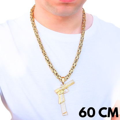 ZESTAW - Królewski Złoty 8mm + Zawieszka Glock Złota