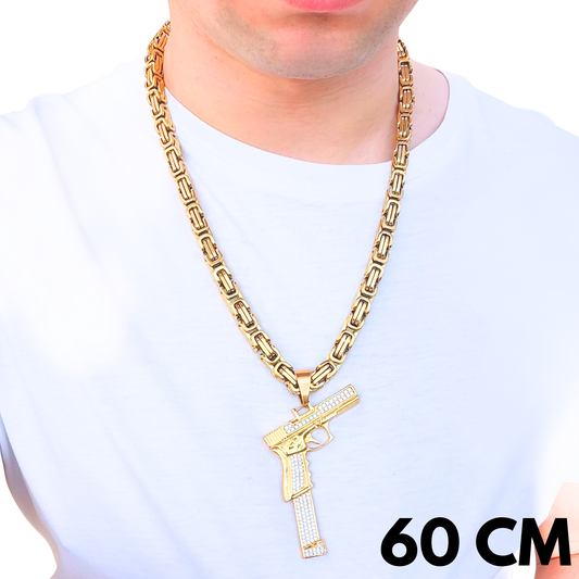 ZESTAW - Królewski Złoty 8mm + Zawieszka Glock Złota