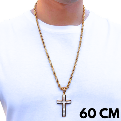 ZESTAW - Rope 6 mm Złoty + Zawieszka Glory Cross Złota