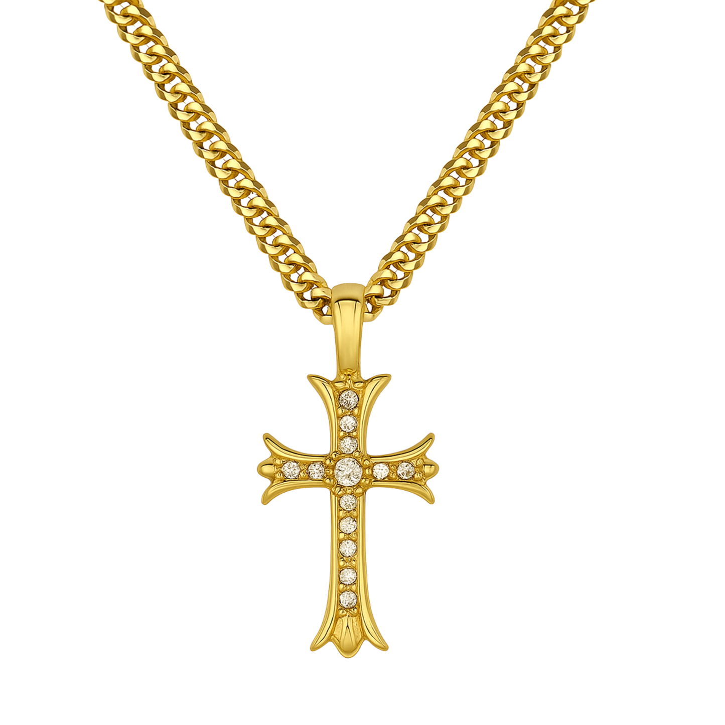 ZESTAW - Cuban Złoty 5mm + Zawieszka Medieval Cross Złota