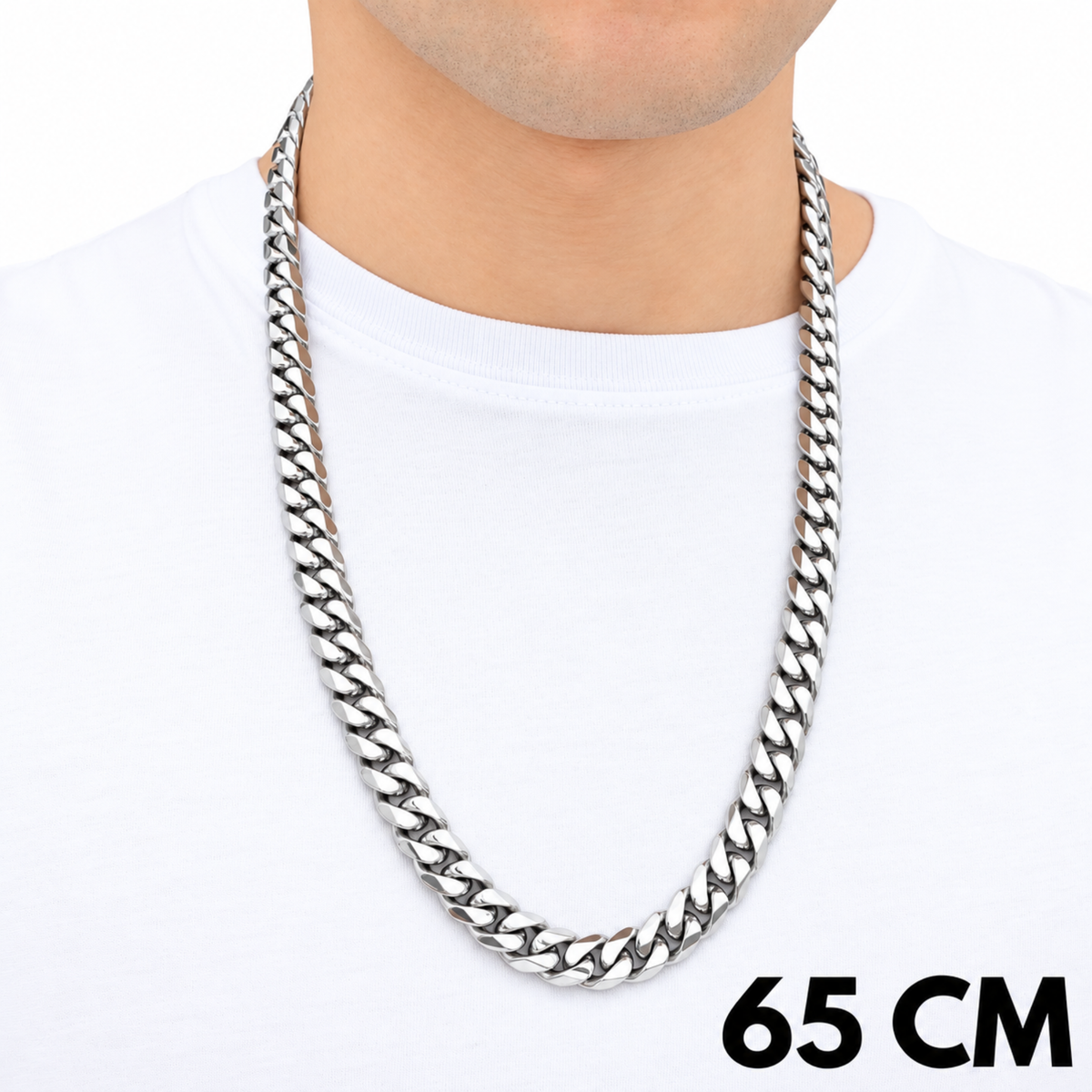 Łańcuch Cuban Białe Złoto - 12mm