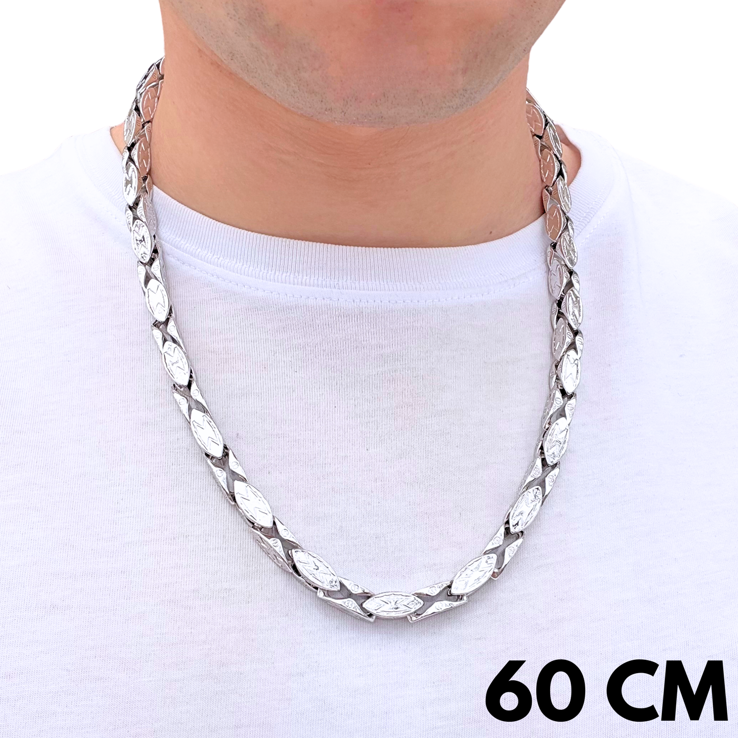 Łańcuch Magnacki Białe Złoto - 7mm