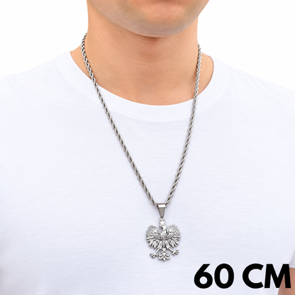 ZESTAW - Rope 4mm + Zawieszka Orzeł Białe Złoto