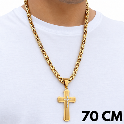 ZESTAW - Cesarski Złoty 6mm + Zawieszka Royal Cross Złota
