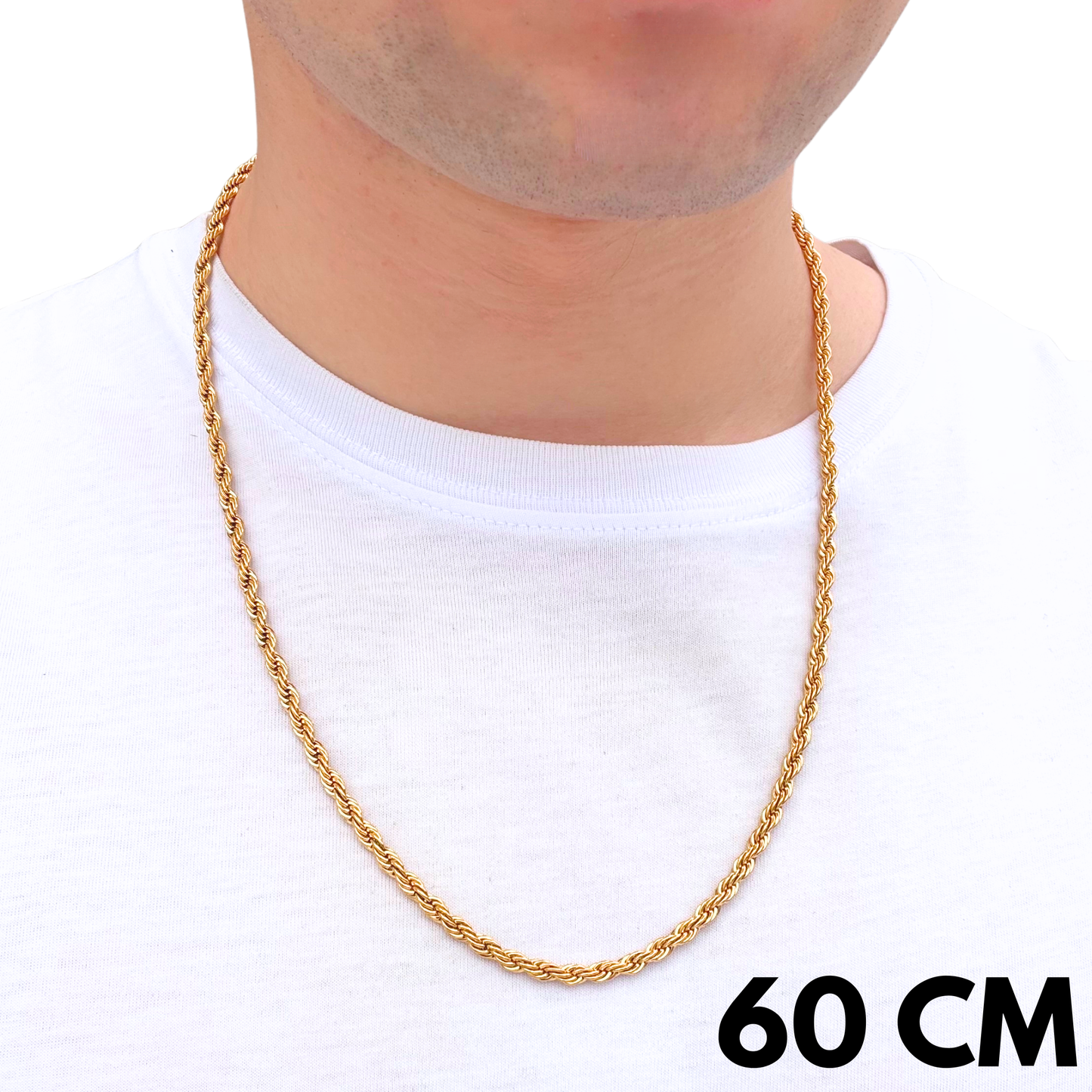 Łańcuch Rope Złoty - 4mm