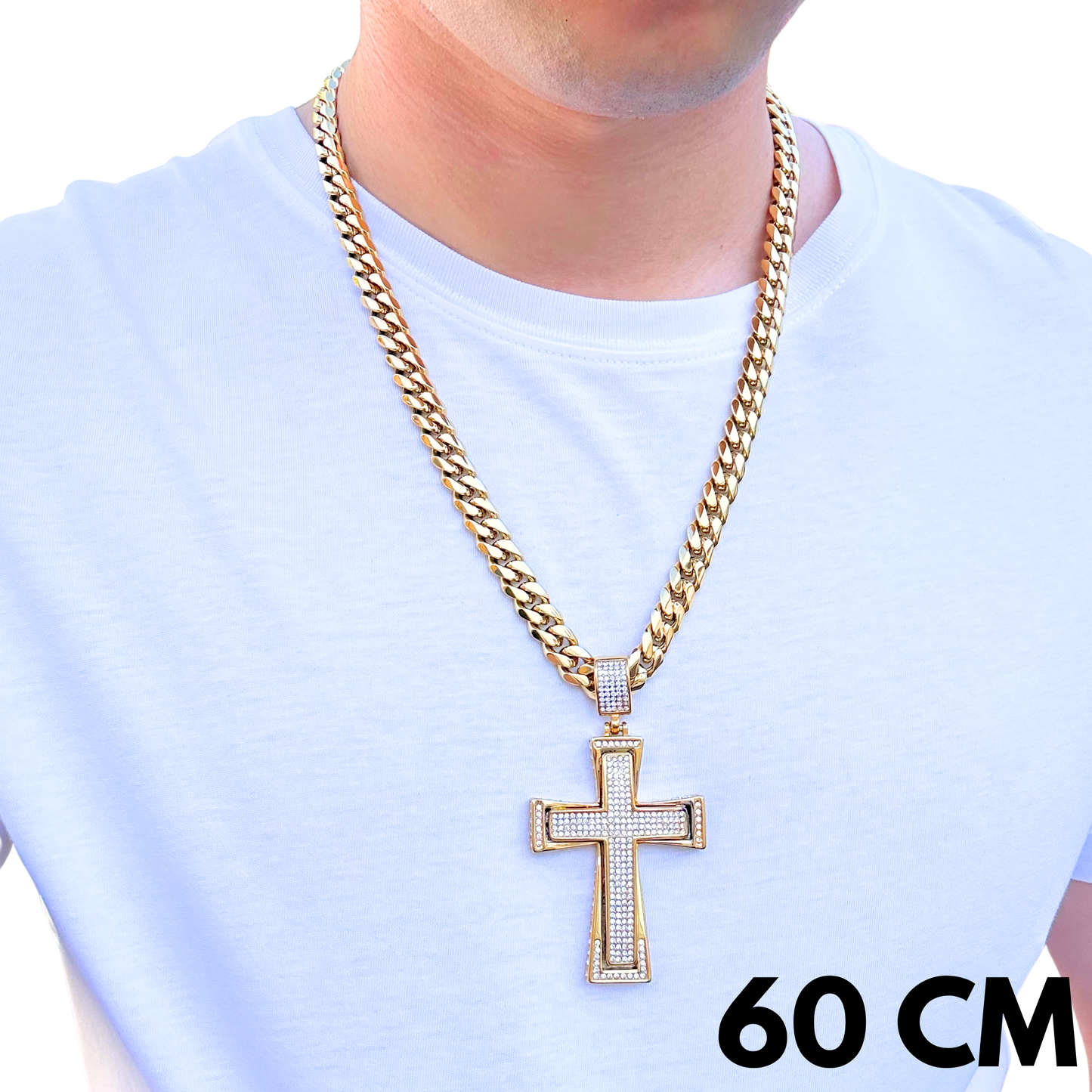 ZESTAW - Cuban Złoty 10mm + Zawieszka Imperial Cross Złota