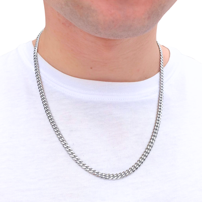 Łańcuch Cuban Białe Złoto - 5mm