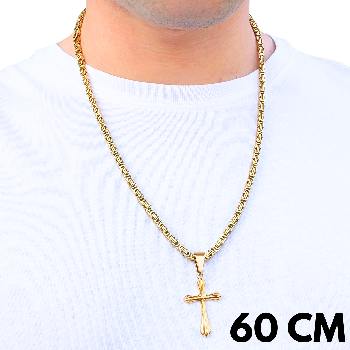 ZESTAW - Królewski Złoty 4mm + Zawieszka Grace Cross Złota