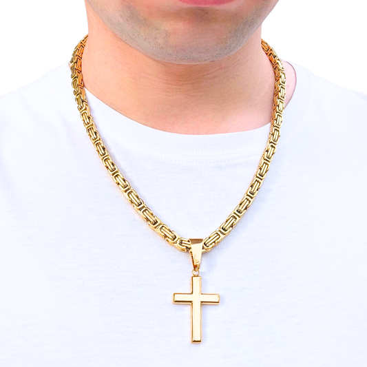 ZESTAW - Królewski Złoty 6mm + Zawieszka Clean Cross Złota