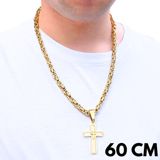 ZESTAW - Królewski Złoty 6mm + Zawieszka Monarch's Cross Złota