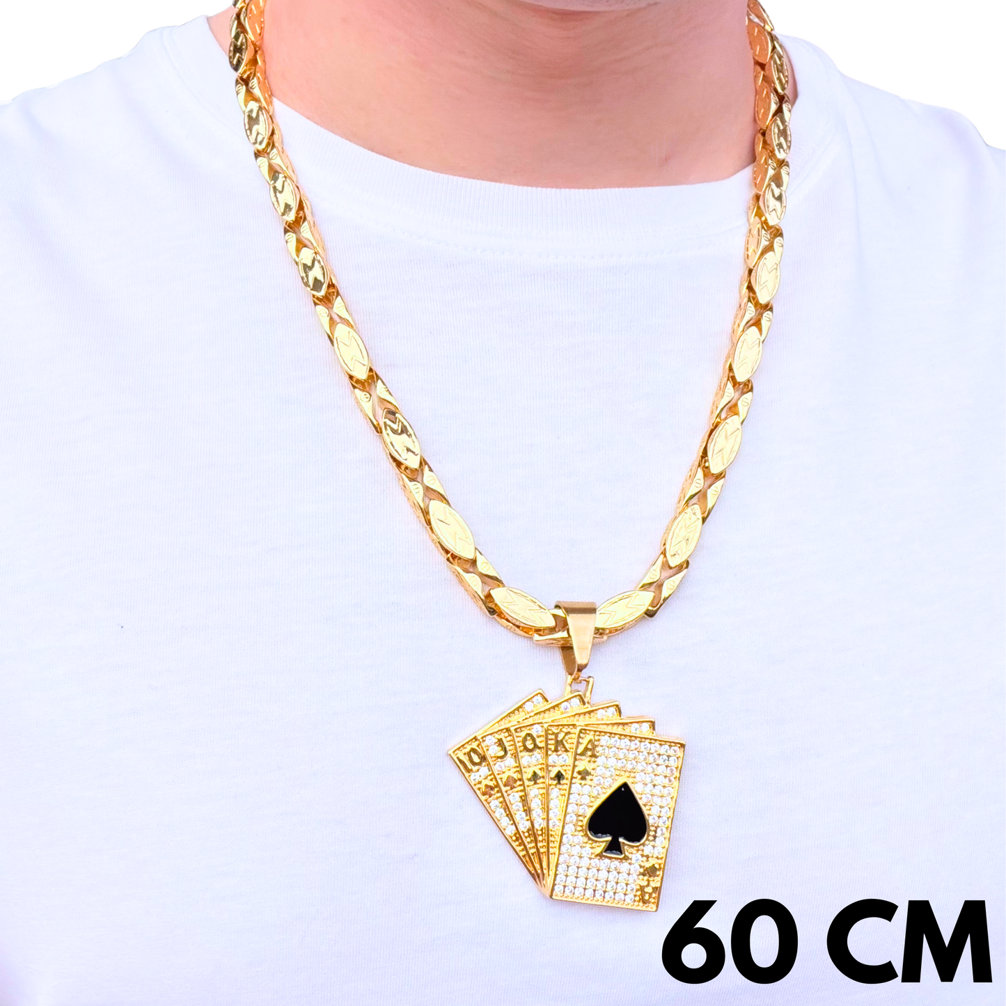 ZESTAW - Magnacki 7 mm Złoty + Zawieszka Poker Złota