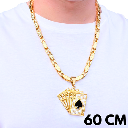 ZESTAW - Magnacki 7 mm Złoty + Zawieszka Poker Złota